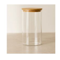 FRASCO VIDRIO 1200ML TAPA BAMBU 1728 BZR
